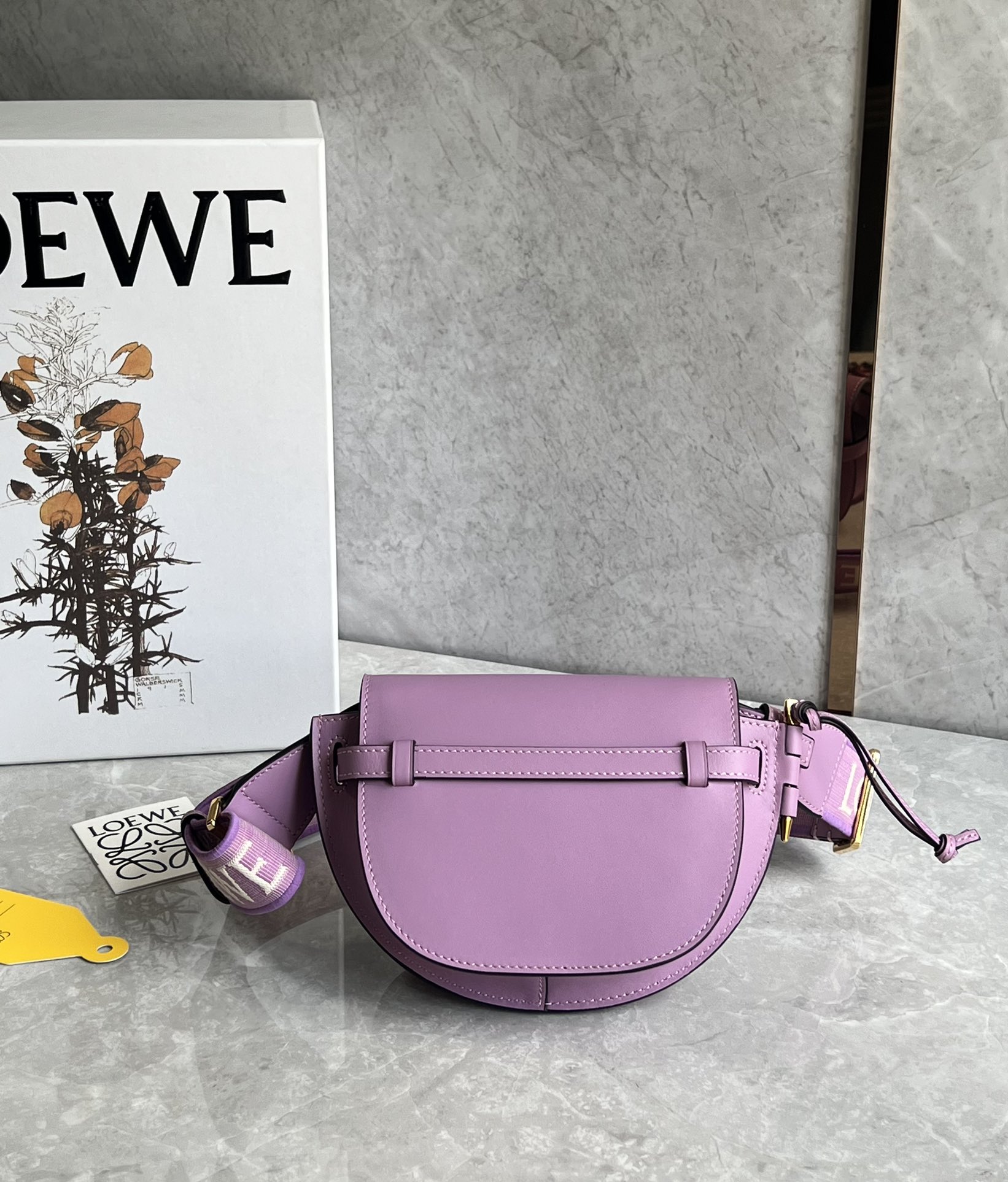 Loewe Mini Gate Dual Bag in Soft Calfskin and Jacquard Purple